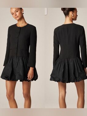 J.Crew Lady Jacket Mixy Dress Size 20 Plus Elegant Black Button-Up Dress